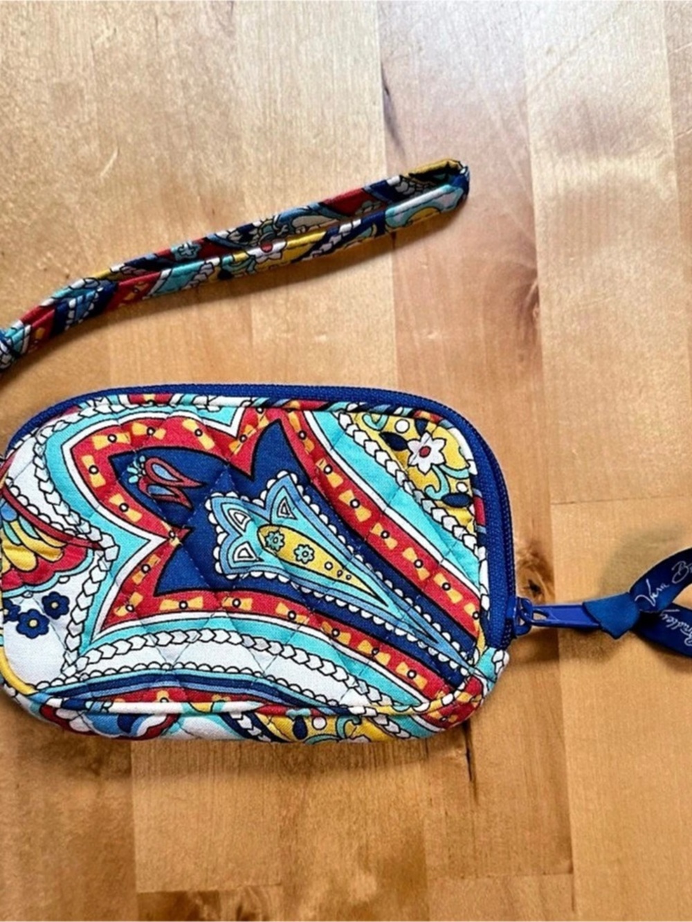 Vera Bradley Paisley Wristlet in Blue & Red